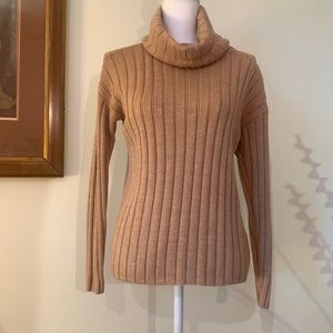 Lord and Taylor Tan, knit, Cowl /Turtle neck sweater, excellent condition,XS